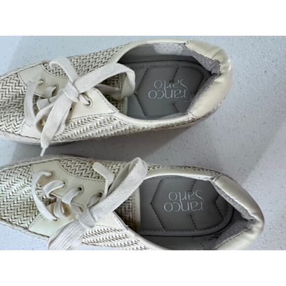 "Franco Sarto" Womens Cream Lace Up Synthetic Weave Sneakers SZ 6 Summer Walking - Picture 5 of 6